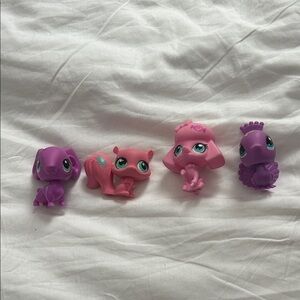 Set of Four Pink and Purple Littlest Pet Shops